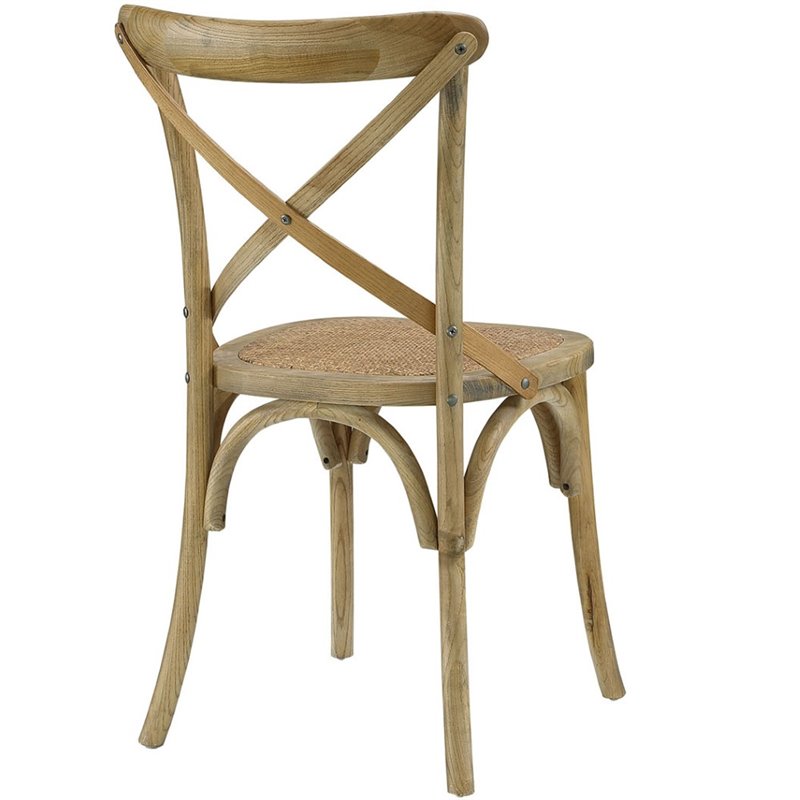 Home Square 2 Piece Wood Frame Dining Chair Set with Rattan Seat in Natural