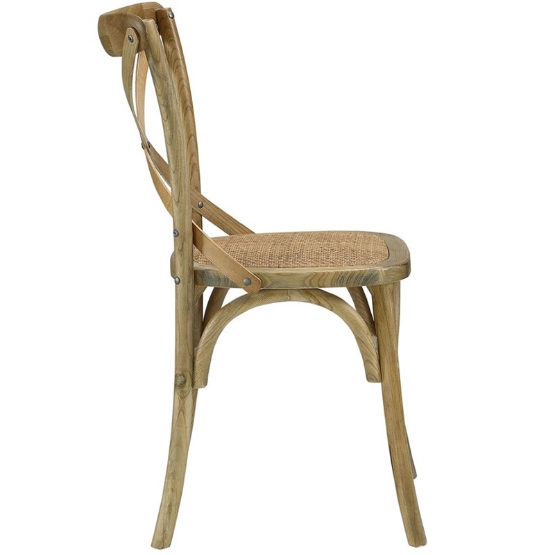 Home Square 2 Piece Wood Frame Dining Chair Set with Rattan Seat in Natural