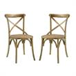 Home Square 2 Piece Wood Frame Dining Chair Set with Rattan Seat in Natural
