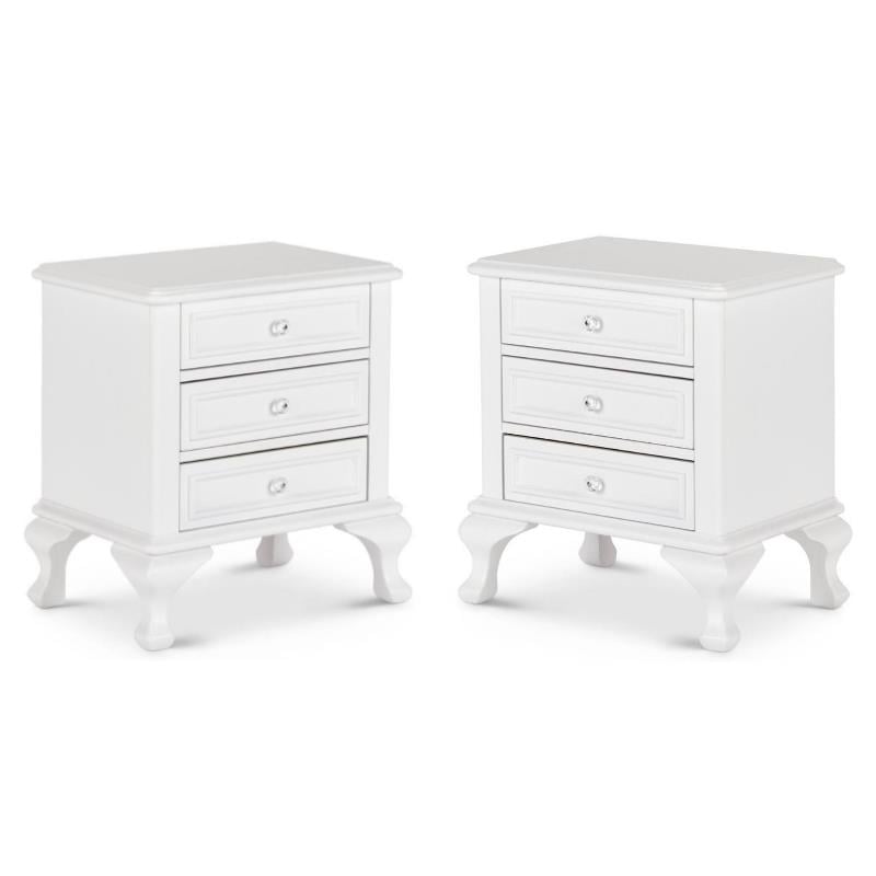 Home Square 2 Piece Wood Nightstand Set with 3 Drawer in White