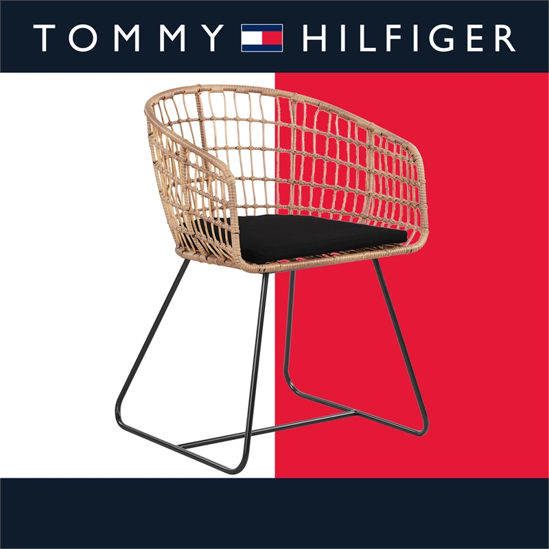 Home Square 2 Piece Poly-rattan Lounge Chair Set with Curved Metal Base in Black