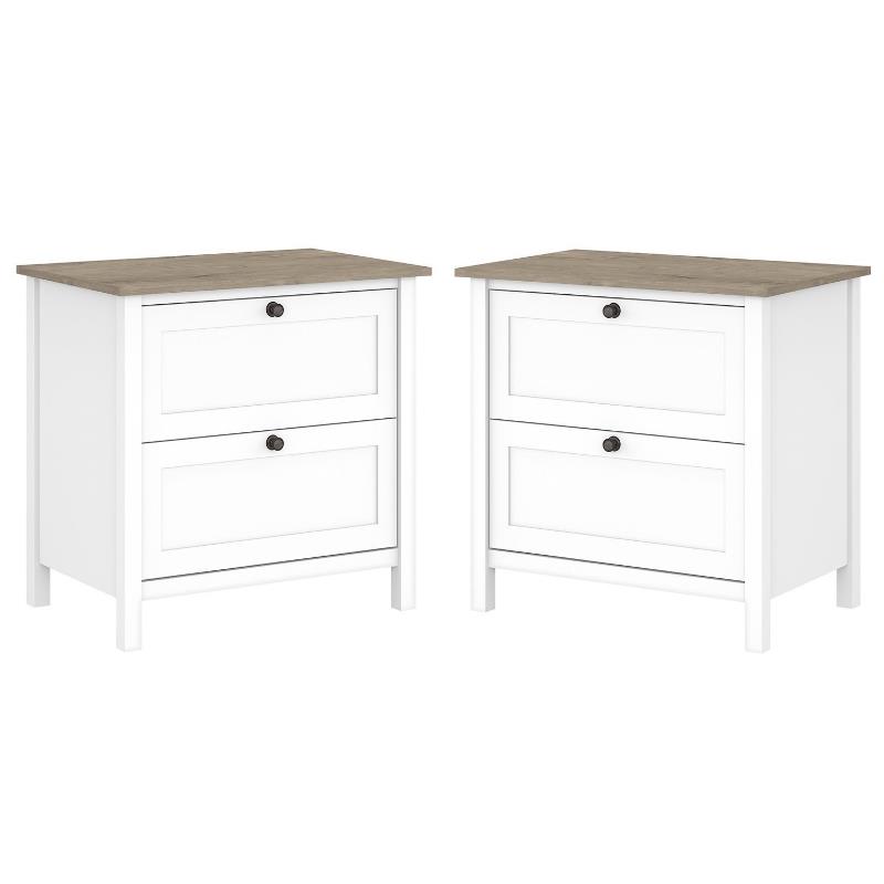 Home Square 2 Piece Lateral Wood Filing Cabinet Set in Shiplap Gray/White