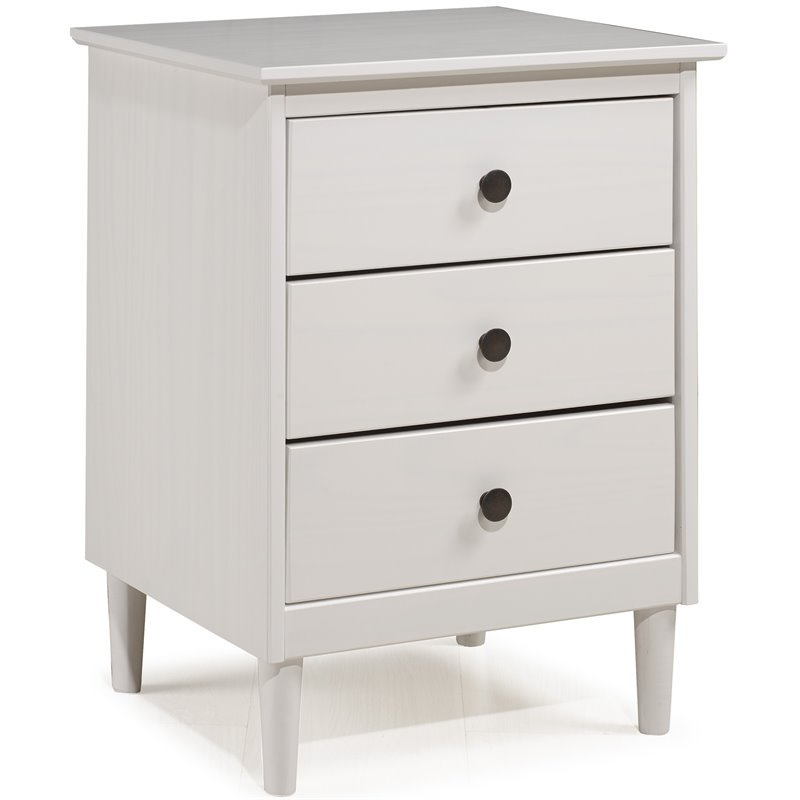 Home Square 2 Piece Solid Wood Nightstand Set with 3 Drawer in White