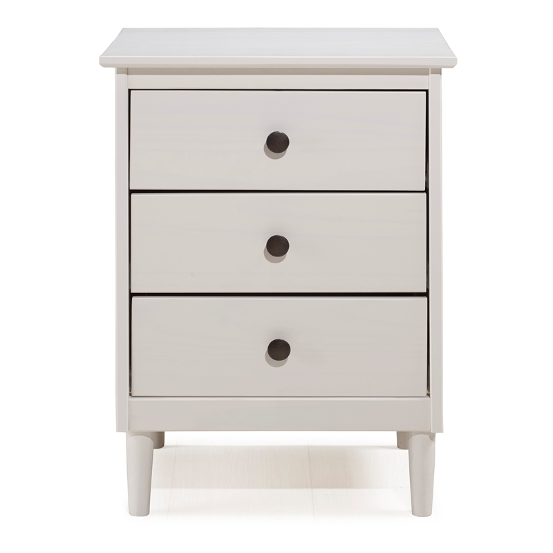 Home Square 2 Piece Solid Wood Nightstand Set with 3 Drawer in White