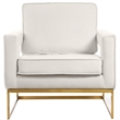 Home Square 2 Piece Velvet Accent Chair Set with Gold Iron Base in Cream