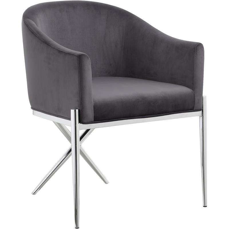 Home Square 2 Piece Upholstered Velvet Dining Chair Set with Metal Leg in Gray