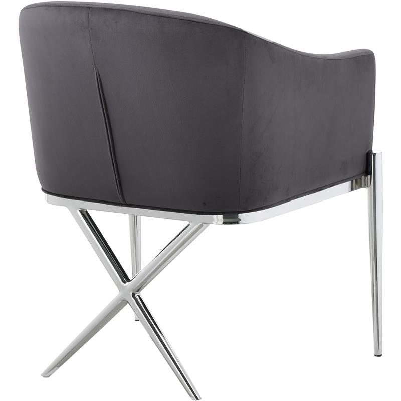Home Square 2 Piece Upholstered Velvet Dining Chair Set with Metal Leg in Gray