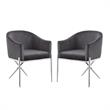 Home Square 2 Piece Upholstered Velvet Dining Chair Set with Metal Leg in Gray