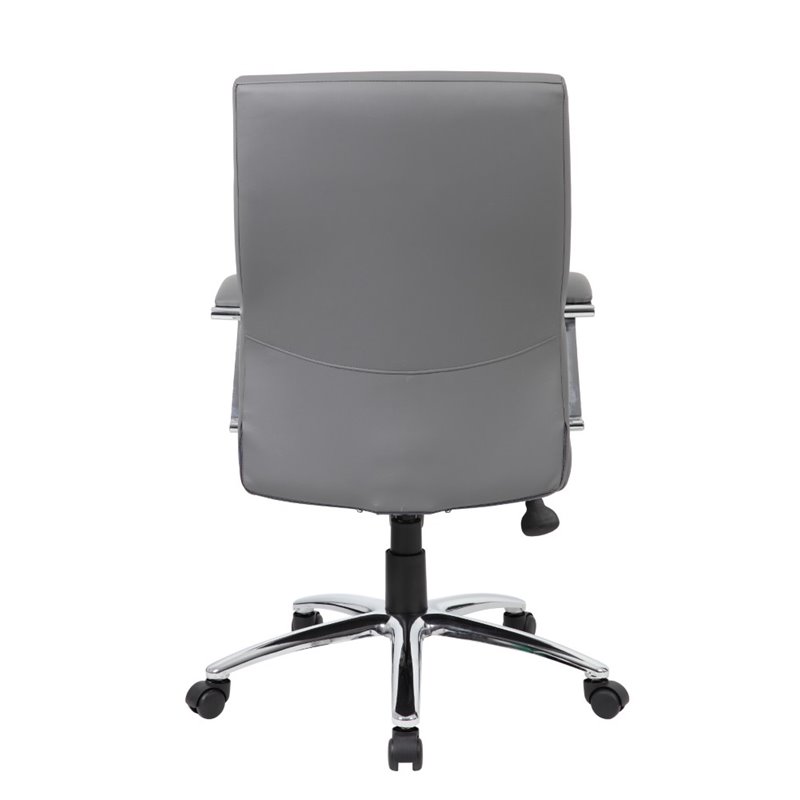 Home Square 2 Piece Leather Plus Executive Chair Set with Arms in Gray