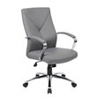 Home Square 2 Piece Leather Plus Executive Chair Set with Arms in Gray