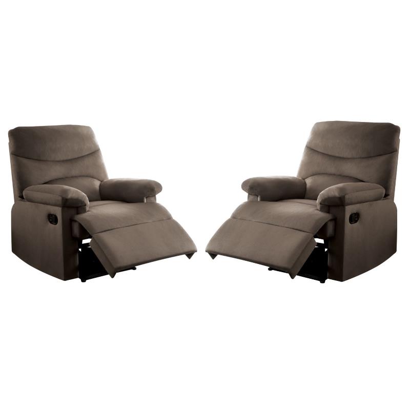 Home Square 2 Piece Upholstered Linen Woven Recliner Set in Light Brown