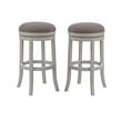 Home Square 2 Piece Backless Wood Bar Stool Set in Distressed Antique White
