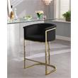 Home Square 2 Piece Velvet Counter Stool Set with Gold Metal Base in Black