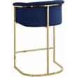 Home Square 2 Piece Velvet Counter Stool Set with Gold Metal Base in Navy Blue