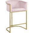 Home Square 2 Piece Velvet Counter Stool Set with Gold Metal Base in Pink