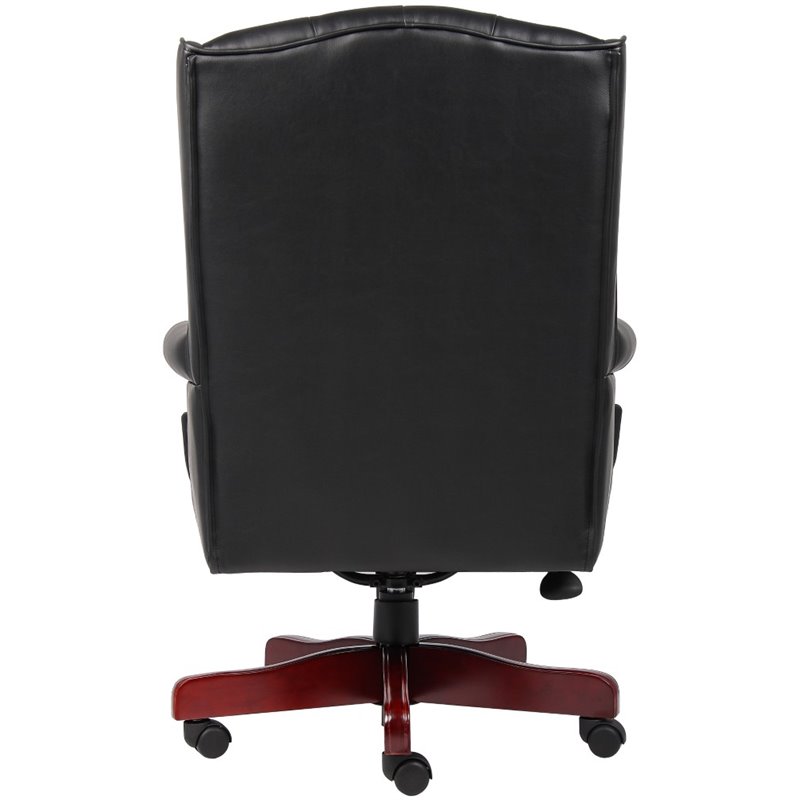 Home Square 2 Piece High Back Faux Leather Tufted Executive Chair Set in Black