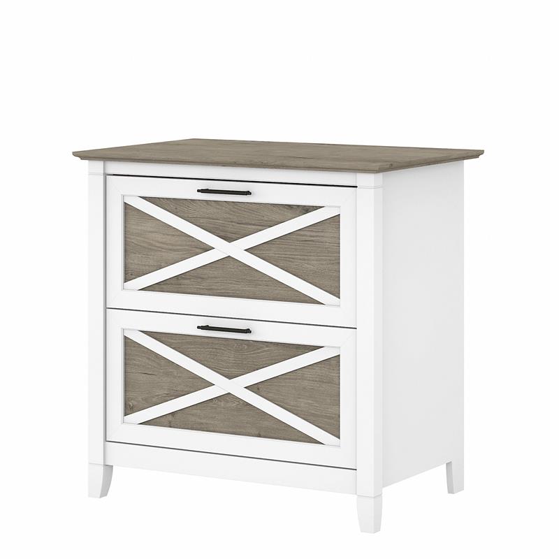 Home Square 2 Piece Lateral Filing Cabinet Set with 2 Drawer in White & Gray