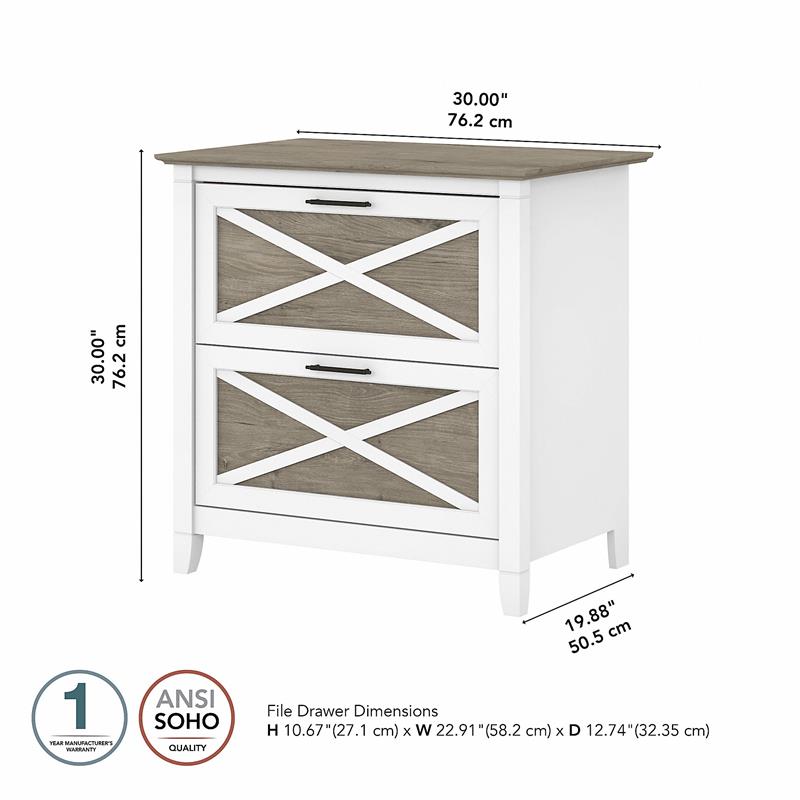 Home Square 2 Piece Lateral Filing Cabinet Set with 2 Drawer in White & Gray