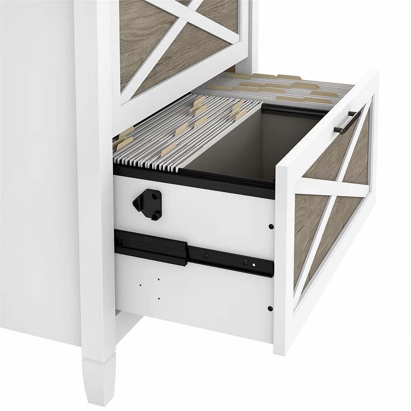Home Square 2 Piece Lateral Filing Cabinet Set with 2 Drawer in White & Gray