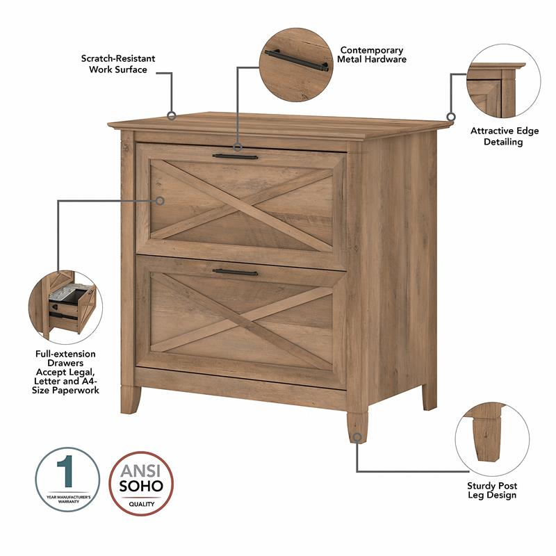 Home Square 2 Piece Lateral Filing Cabinet Set with 2 Drawer in Reclaimed Pine