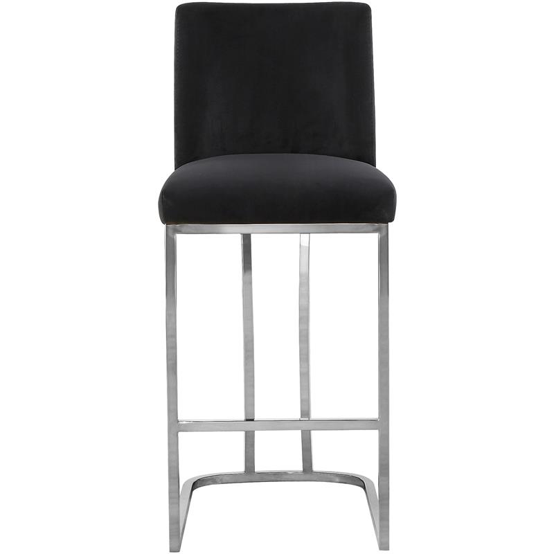 Home Square 2 Piece Velvet Counter Stool Set with Gold Metal Base in Black