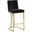 Home Square 2 Piece Velvet Counter Stool Set with Metal Base in Black