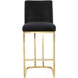 Home Square 2 Piece Velvet Counter Stool Set with Metal Base in Black