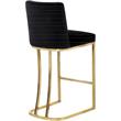 Home Square 2 Piece Velvet Counter Stool Set with Metal Base in Black