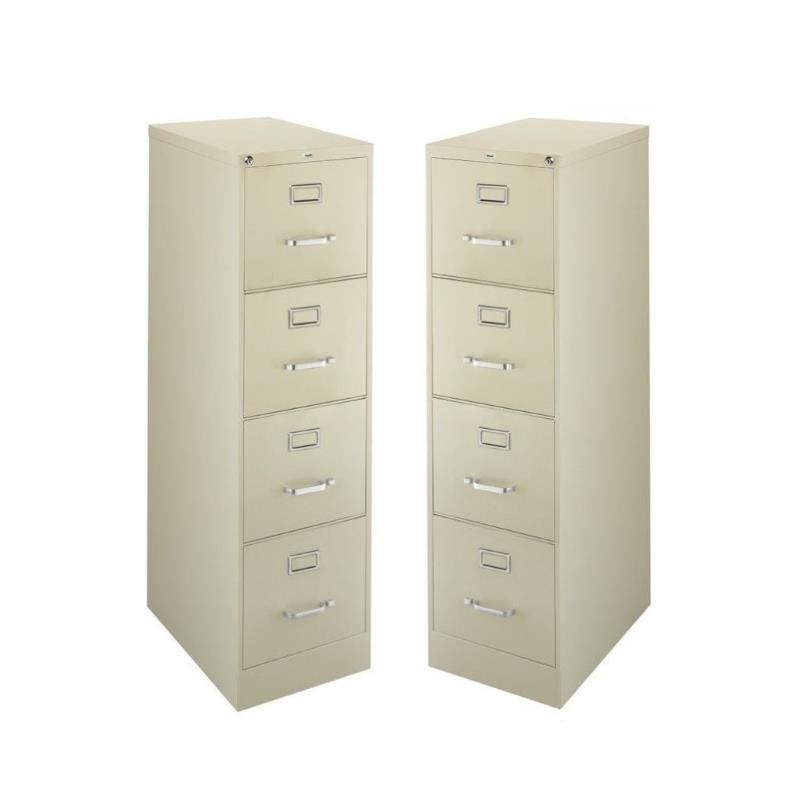 Home Square 2 Piece Metal Filing Cabinet Set with 4 Drawer in Putty/Beige