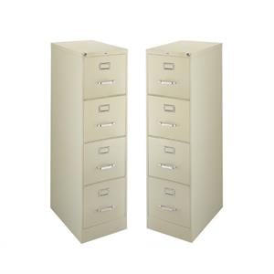 Home Square 2 Piece Metal Filing Cabinet Set with 4 Drawer in Putty/Beige
