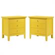 Home Square 2 Piece Solid Wood Nightstand Set with 3 Drawer in Yellow