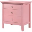 Home Square 2 Piece Solid Wood Nightstand Set with 3 Drawer in Pink