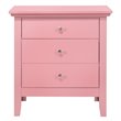Home Square 2 Piece Solid Wood Nightstand Set with 3 Drawer in Pink