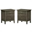 Home Square 2 Piece Solid Wood Nightstand Set with 3 Drawer in Gray