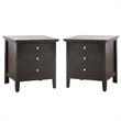 Home Square 2 Piece Solid Wood Nightstand Set with 3 Drawer in Black
