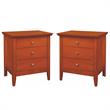 Home Square 2 Piece Solid Wood Nightstand Set with 3 Drawer in Oak