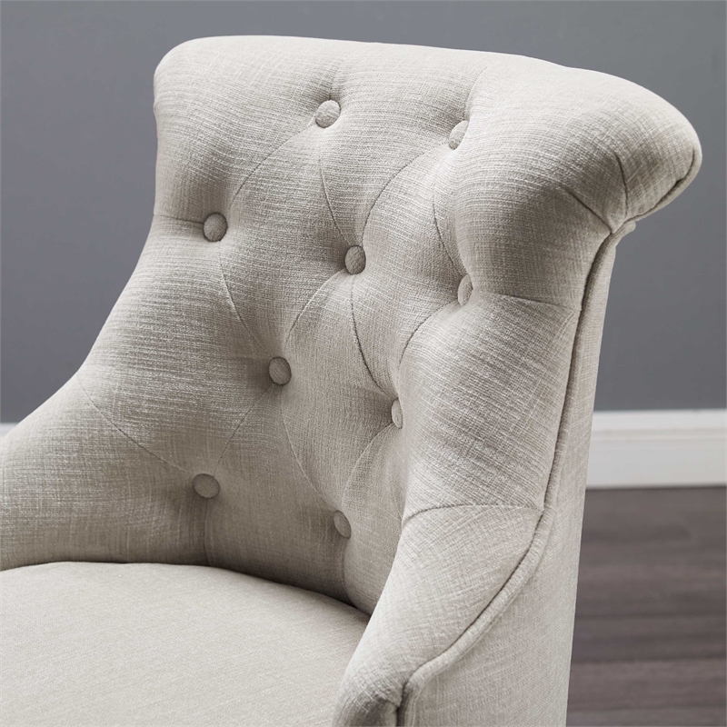 Home Square 2 Piece Upholstered Wood Office Chair Set in Natural Beige