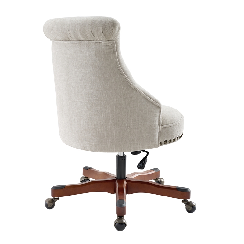 Home Square 2 Piece Upholstered Wood Office Chair Set in Natural Beige