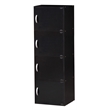 Home Square 2 Piece Multi Purpose Wooden Bookcase Set with 4 Shelf in Black