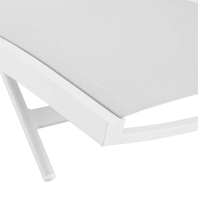 Home Square 2 Piece Teslin Fabric Patio Chaise Lounge Set in White