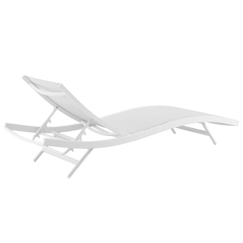 Home Square 2 Piece Teslin Fabric Patio Chaise Lounge Set in White