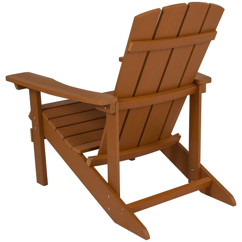 Home Square 2 Piece Faux Wood Adirondack Chair Set In Teak Brown