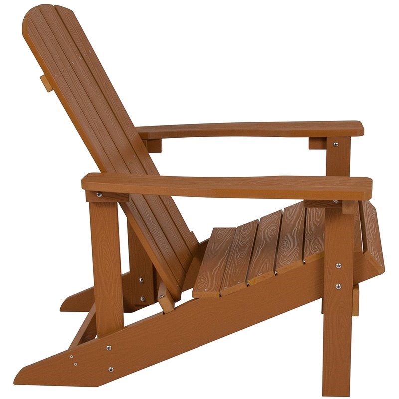 Home Square 2 Piece Faux Wood Adirondack Chair Set In Teak Brown