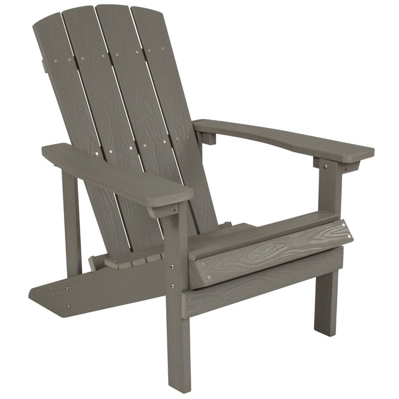 Home Square 2 Piece All-weather Faux Wood Adirondack Chair Set In Gray