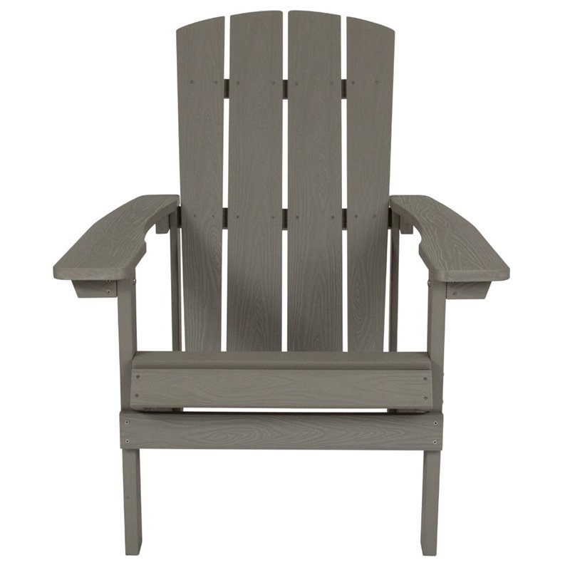 Home Square 2 Piece All-weather Faux Wood Adirondack Chair Set In Gray