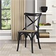 Home Square 2 Piece Wood Frame/Rattan Seat Dining Chair Set in Black/Natural