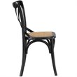 Home Square 2 Piece Wood Frame/Rattan Seat Dining Chair Set in Black/Natural