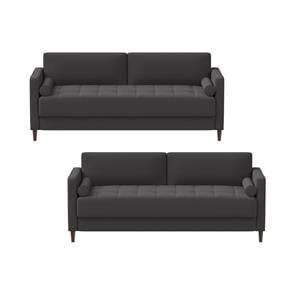 Home Square 2 Piece Fabric Upholstery Sofa Set in Heather Gray