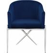 Home Square 2 Piece Velvet Dining Chair Set with Silver Metal Base in Navy