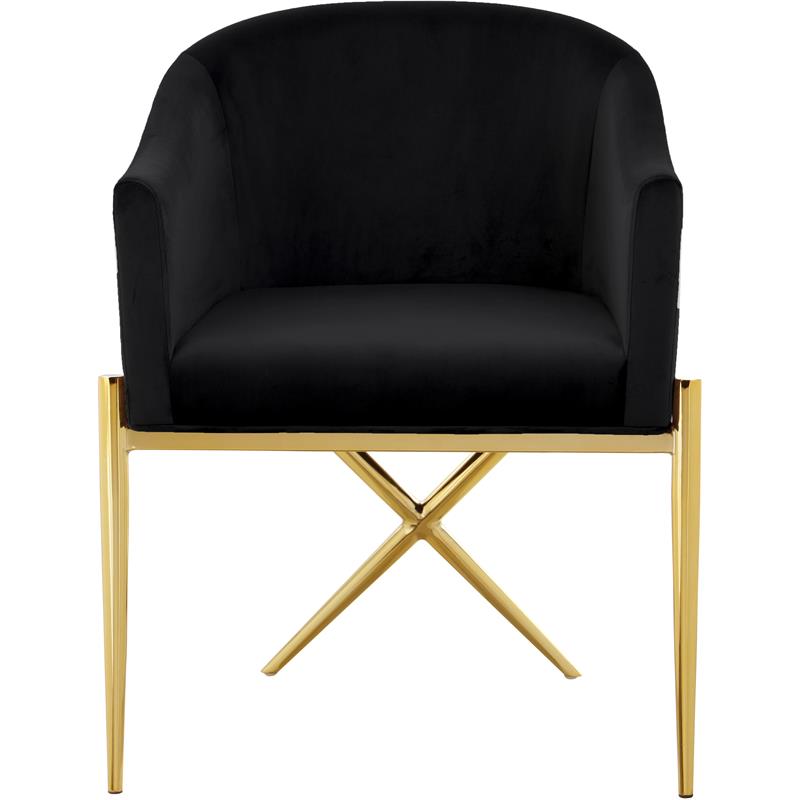 Home Square 2 Piece Velvet Dining Chair Set with Gold Metal Base in Black